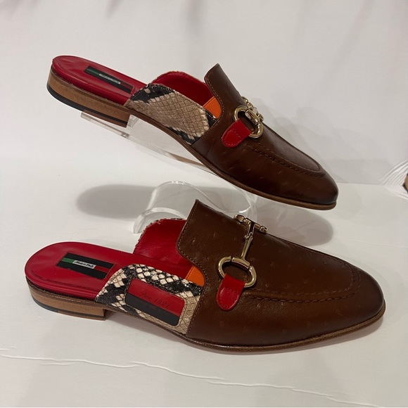 Parc Orion 1821 Genuine Leather Ostrich & Croc Mules 38/7.5 - Picture 7 of 17